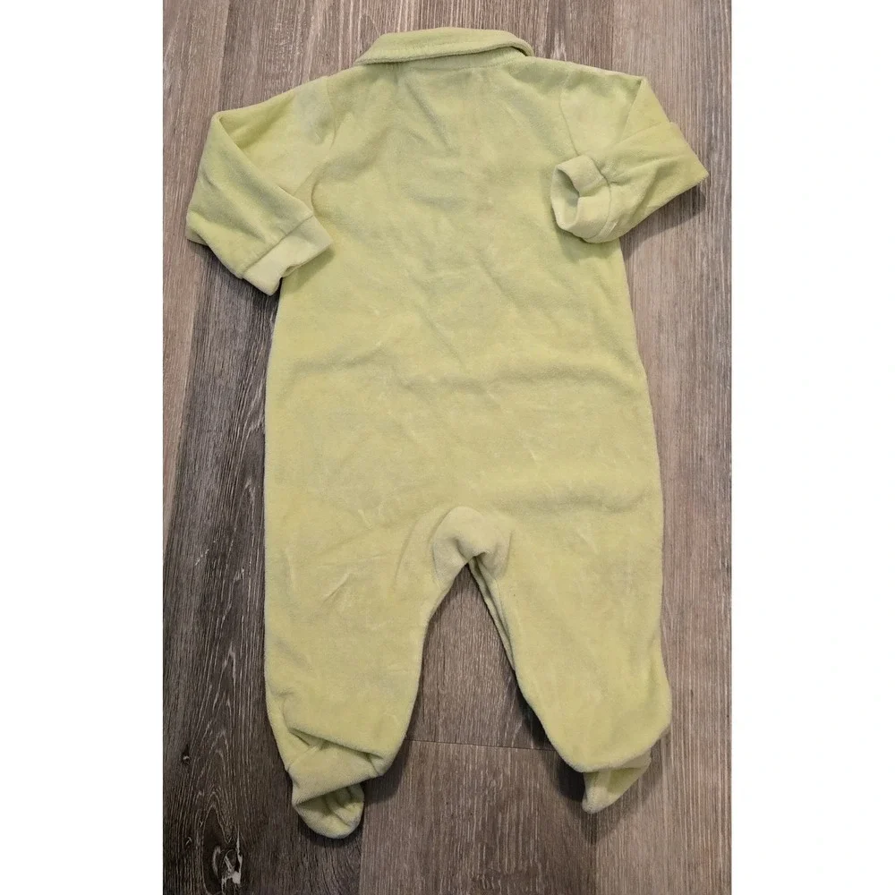 Carters Cute Bear Embroidered Velour One Piece Pajamas Infant 6-9 months Vintage